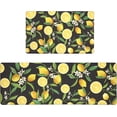 thumbnail image 1 of Lemon Kitchen Rugs Mats Set 2 Pieces Anti Fatigue Cushioned Kitchen Floor Runner Rug Set Wipe Clean Non Slip Waterproof Standing Mat for Kitchen Office Laundry Room, 17"x27.5"+17"x47",Black, 1 of 6