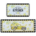 thumbnail image 1 of Lemon Kitchen Rugs,Non Skid Washable Microfiber mats for Kitchen Floor, Lemon Truck Theme Kitchen Cushioned Runner Rug Decor Sets of 2 Pieces,17"x 47"+17"x 30", 1 of 6