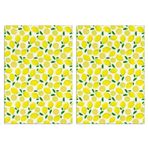 Lemon Kitchen Towels Set of 2, Absorbent Dish Towels & Hand Towels - Soft Decorative Tea Towels for Farmhouse Kitchen Decor, Citrus Themed Bar Mops for Baking and Cooking