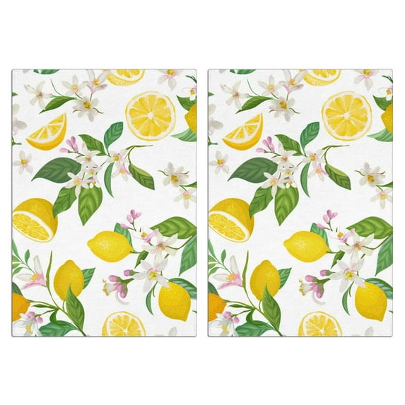 Lemon Kitchen Towels Set Of 2, Absorbent and Soft Dish Towels for Farmhouse Decor, Country Kitchen.