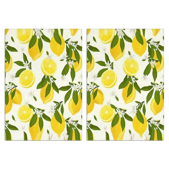 Lemon Kitchen Towels Set of 2, 18x26 Inch Fruit Dish Towels, Soft Absorbent Cotton Tea Hand Towels for Kitchen and Home Decor