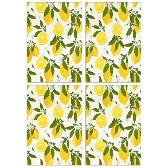 Lemon Kitchen Towels Set of 4, 18x26 Inch Fruit Dish Towels, Soft Absorbent Tea Hand Towels for Summer Kitchen Decor