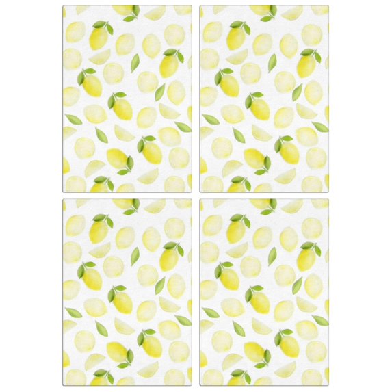 Lemon Kitchen Towels Set of 4, 18x26 Inch Fruit Dish Towels, Soft Absorbent Tea Hand Towels for Summer Kitchen Decor