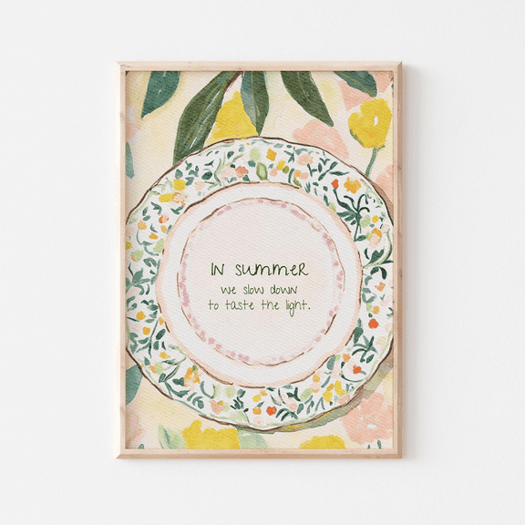 Lemon Kitchen Watercolor Slow Summer Poster, Poster Only, Poster Home Decor, Poster Only