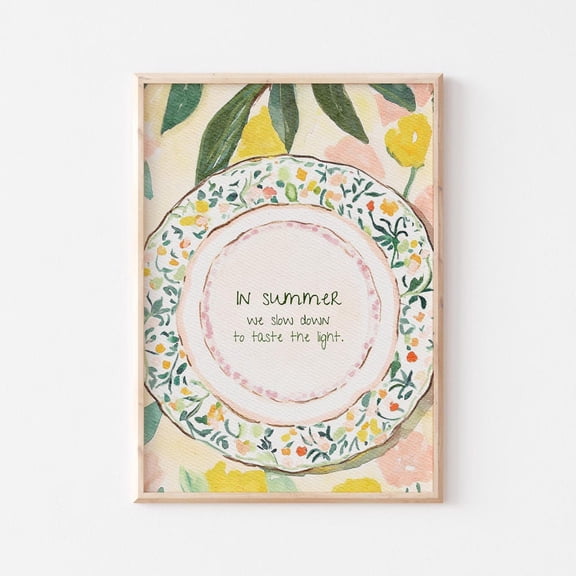 Lemon Kitchen Watercolor Style Art Print: Slow Summer Wall Art