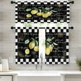 thumbnail image 1 of Lemon Kitchen Window Curtains Valance and Tier Set 36 Inch Fruit Black White Chessboard Background Rod Pocket Short Tier Curtain, Vintage Small Drapes for Kitchen Decor, 1 of 6