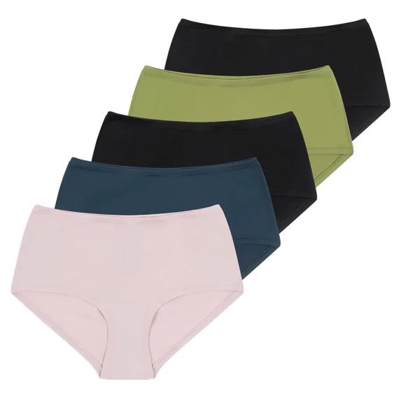 Lemon Women's 5-Pack Ultra Soft Comfort Stretch Hipster Panties (Black, M)