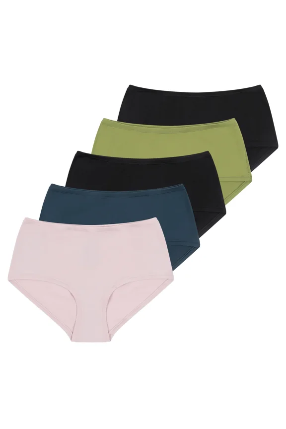 Women's 5-Pack Ultra Soft Comfort Stretch Hipster Panties (Black, M)