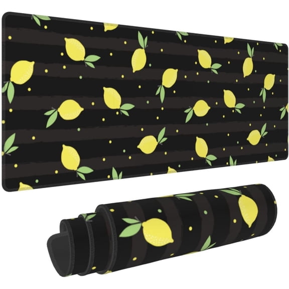 Lemon Large Mouse Pad 31.5 x 11.8in Gaming Keyboard Mouse Mat Desk Keyboard Pad for Work, Play, Office, Home with Non-Slip Rubber Base Stitched Edges