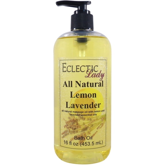 Lemon Lavender Bath Oil - Scented Body Oil - Relaxing & Moisturizing Bathing Oil - Fragrance Body Oil For Dry & Rough Sensitive Skin - 16 oz