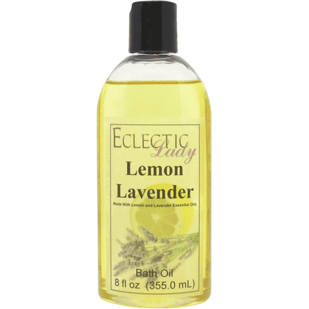Lemon Lavender Bath Oil - Scented Body Oil - Relaxing & Moisturizing Bathing Oil - Fragrance Body Oil For Dry & Rough Sensitive Skin - 8 oz