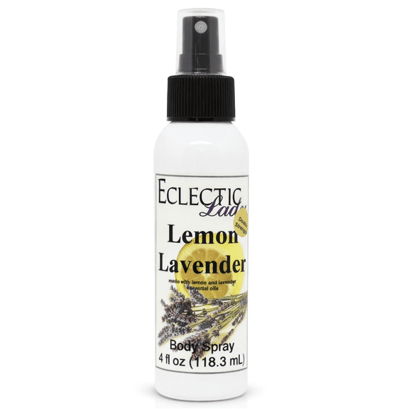 Lemon Lavender Body Spray, Eclectic Lady, Hydrating Mist, Unisex (Double Strength), 4 oz