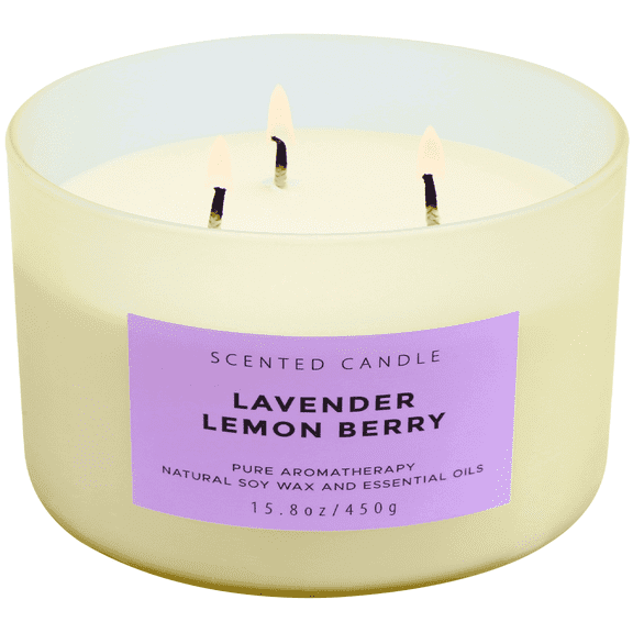 Lavender Lemon Berry 3-Wick Soy Candle Fruity Floral Aromatherapy Candle in Gift Box | Clean Burning Scented Candle for Relaxation, Men & Women