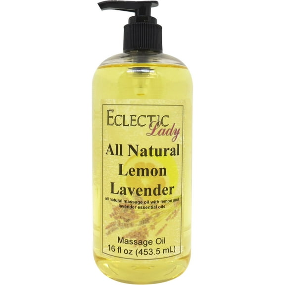 Lemon Lavender Massage Oil by Eclectic Lady, 16 oz, Sweet Almond Oil and Jojoba Oil