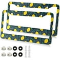 thumbnail image 1 of Lemon Leaf License Plate Frame, Decorative Aluminum Car Tag Frames, 2 Pack Universal Car License Plate Covers with 2 Holes and Screws, 1 of 7