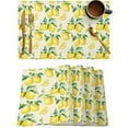 thumbnail image 1 of Lemon Leaf Summer Fruit Placemats Set of 4,Wipeable Washable Table Mats for Dining Tables,Watercolor Flower on White Place Mats for Kitchen Event Party Tabletop Decor, 1 of 7