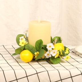 Lemon Leaf Table Decor with Candlestick Simulated Wreath for Dining Table Centerpiece Rustic Farmhouse Decor Non-Toxic Faux Greenery for Wedding Reception and Home Dining Room Akmoler