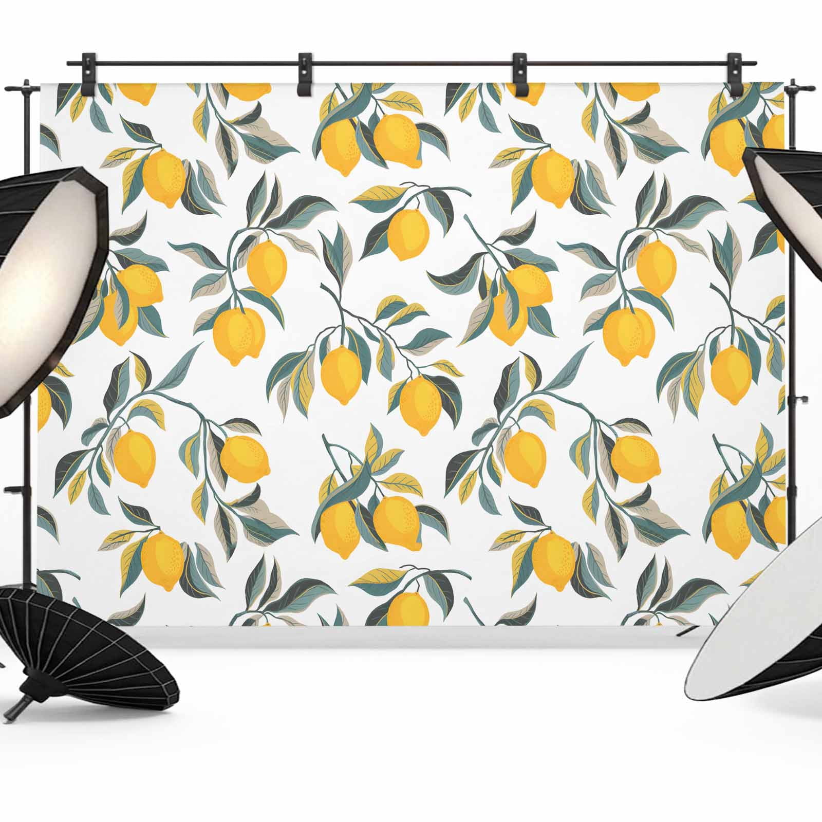 Lemon Grad Backdrop Lemon Leaves Backdrop for Photography, Fabric Photo Background Backdrop ...
