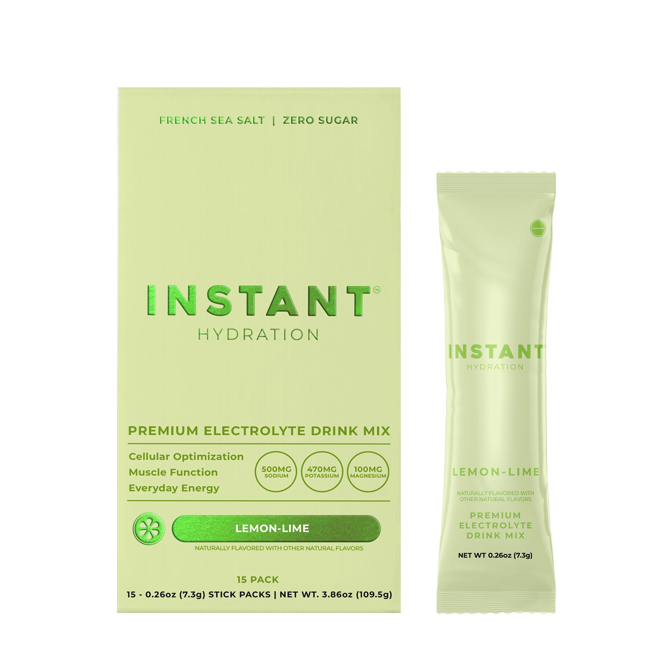 Instant Hydration Sugar Free Electrolyte Powder, Lemon Lime, 15 Sticks