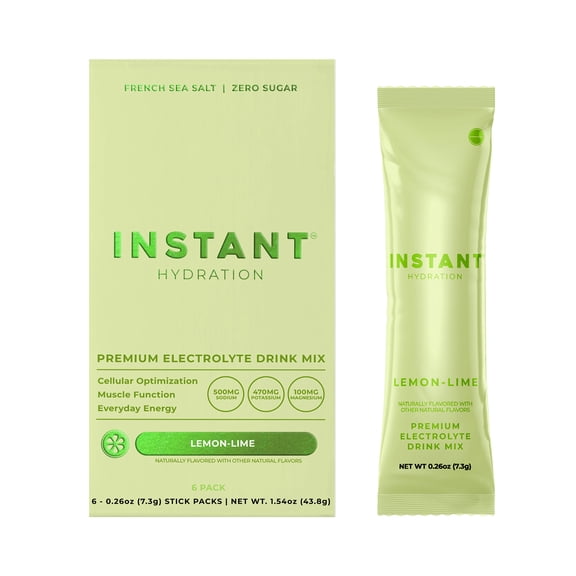Instant Hydration, Lemon Lime, 6 Count, Premium Electrolyte Powder Drink Mix
