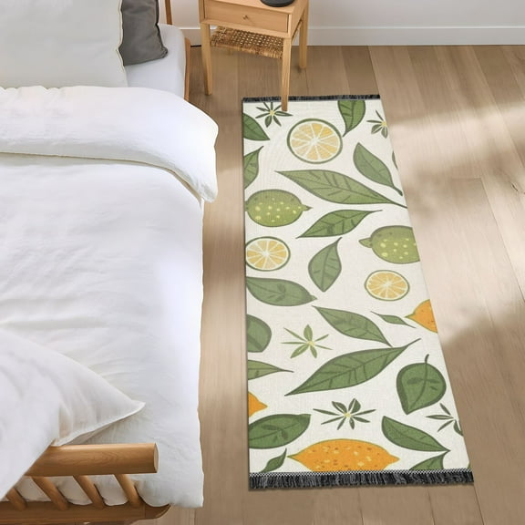 Lemon Limes Leaf Runner Area Rug 2x6 Soft Non-Slip Washable Bedside Carpet for Hallway Bedroom Living Room Home Decor
