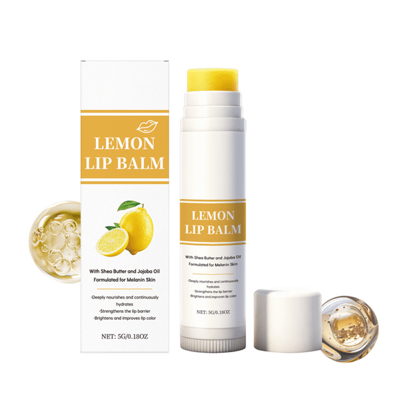 Lemon Lip Balm, Vitamin C Lip Moisturizing Balm for Dark Lips—Prevents Dry, Reduces Lip Lines, Organic Turmeric Lip Balm—Lip Exfoliator Scrub for Lip Softening & Hydration