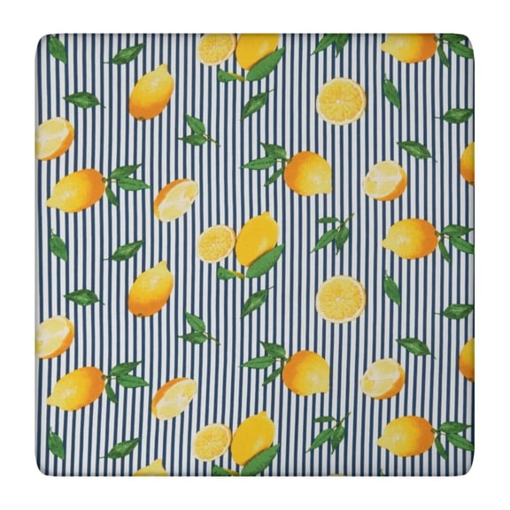Lemon Lover Elastic Fitted Tablecloth - Square Cover, Cute Fruit Print, Windproof Secure Fit for Indoor/Outdoor Use
