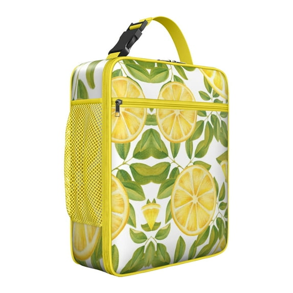 Lemon Lover Insulated Lunch Bag – Cute Yellow Fruit and Flower Pattern Thermal Tote, Waterproof Bento Cooler for Summer, Picnic, School, or Travel Use