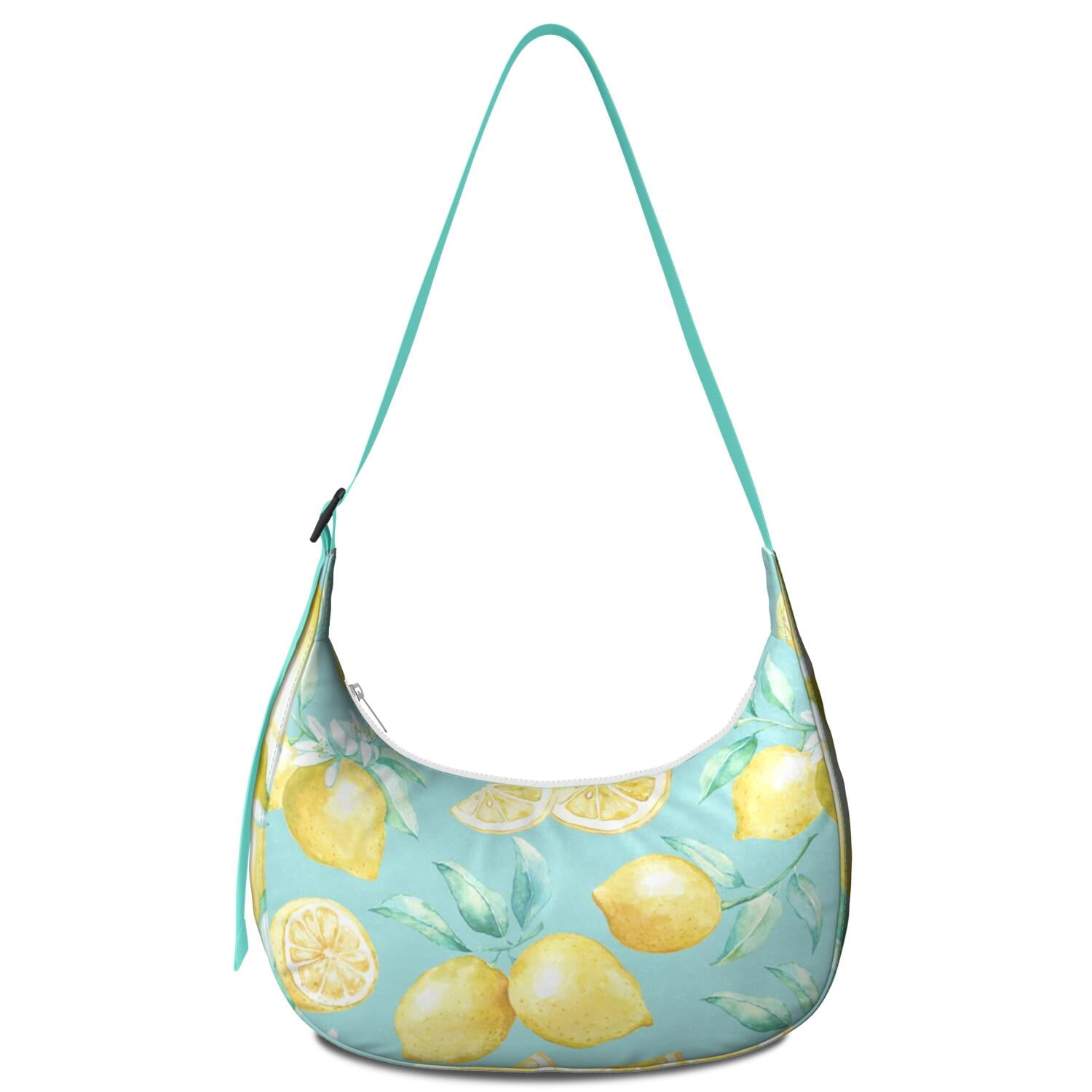 Lemon Lover Shoulder Bag for Women, Yellow Fruit Print Lightweight Crossbody Purse, Modern Summer Hobo Tote, Water-Resistant Nylon Handbag with Spacious Interior