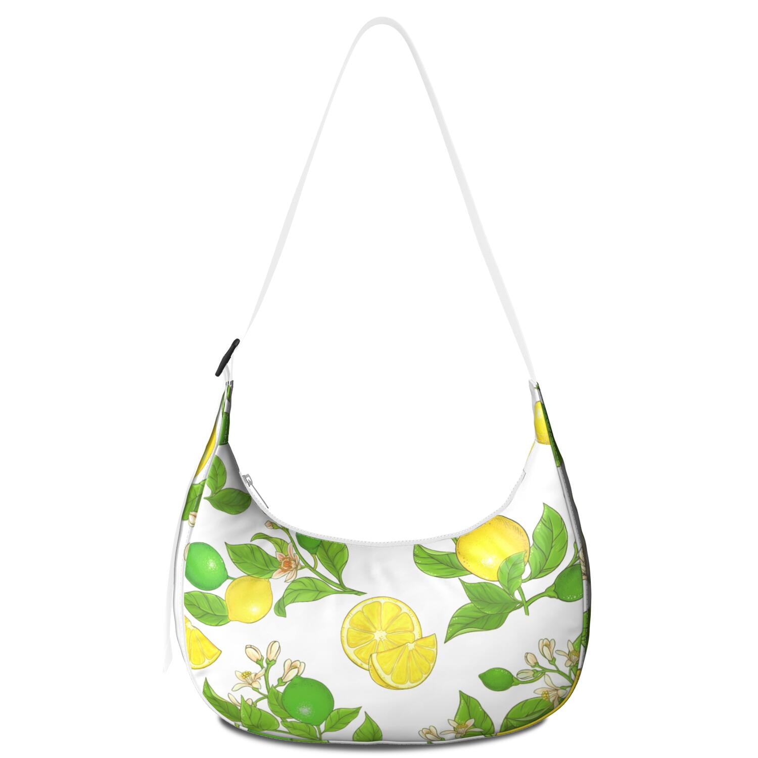 Lemon Lover Shoulder Bag for Women, Yellow Fruit Print Lightweight Crossbody Purse, Modern Summer Hobo Tote, Water-Resistant Nylon Handbag with Spacious Interior