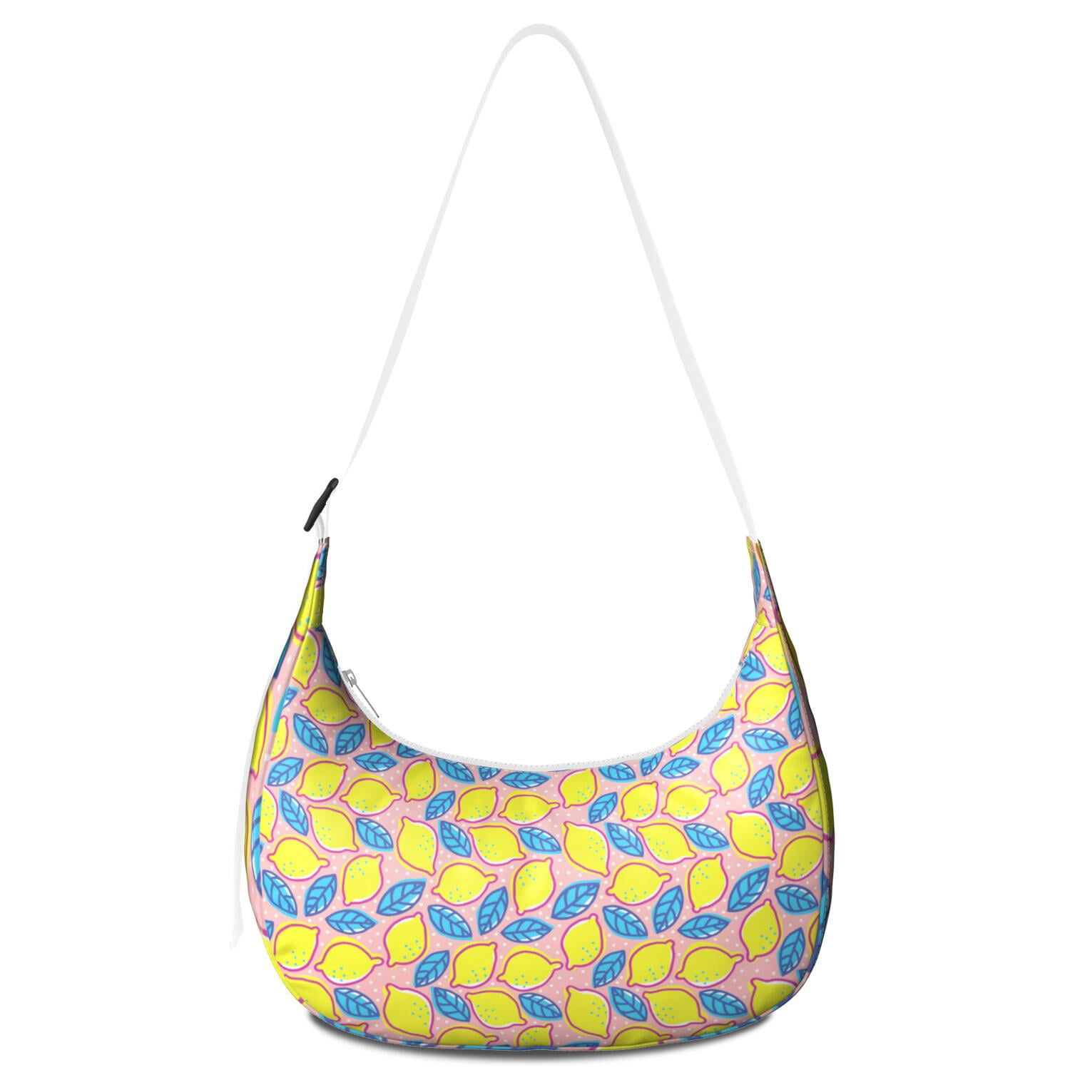 Lemon Lover Shoulder Bag for Women, Yellow Fruit Print Lightweight Crossbody Purse, Modern Summer Hobo Tote, Water-Resistant Nylon Handbag with Spacious Interior