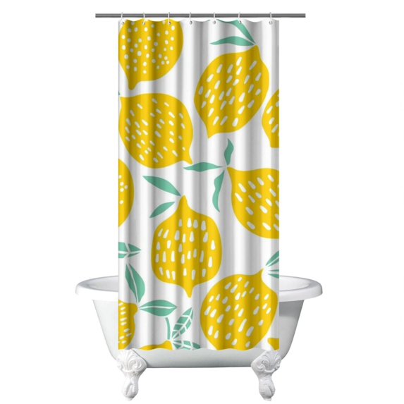 Lemon Lover Shower Curtain 36x72, Bright Citrus Fruit and Flower Pattern, Quick-Dry Polyester for Farmhouse or Guest Bathroom