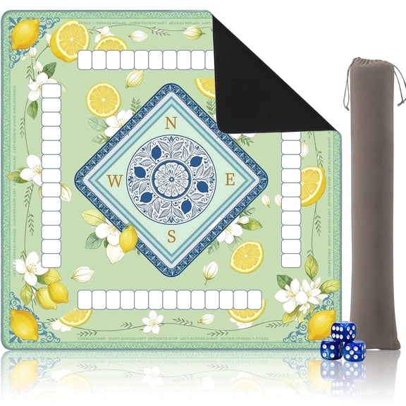 ZHOYIMIMI American Mahjong Mat for Table with Bag, 32.6" Anti-Slip Noise-Reducing Mah Jongg Mat, Poker, Board Games, Dominoes, Card Games (Green)