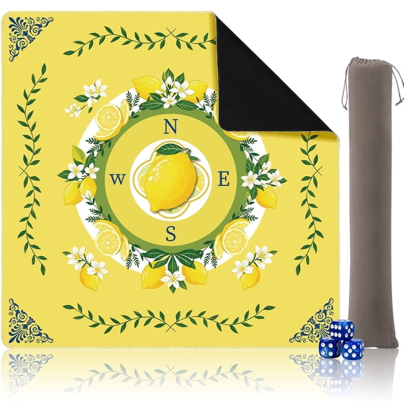 Lemon Mahjong Mat 33"x33" Non-Slip Noise Reducing Table Cover