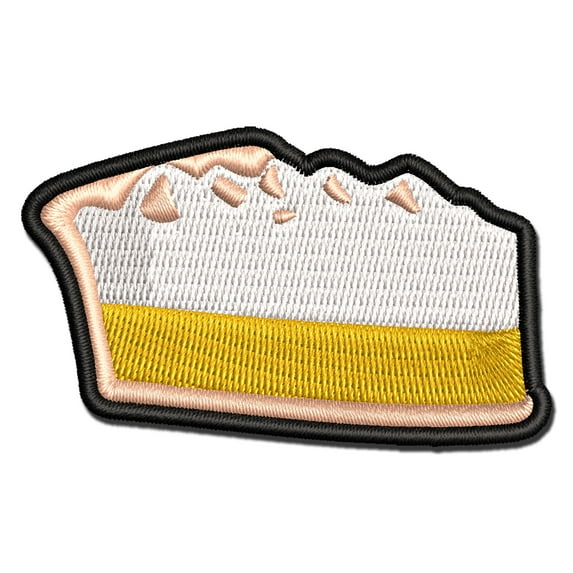 Lemon Meringue Pie Dessert Applique Multi-Color Embroidered Hook & Loop Patch - 3.5 Inch Large