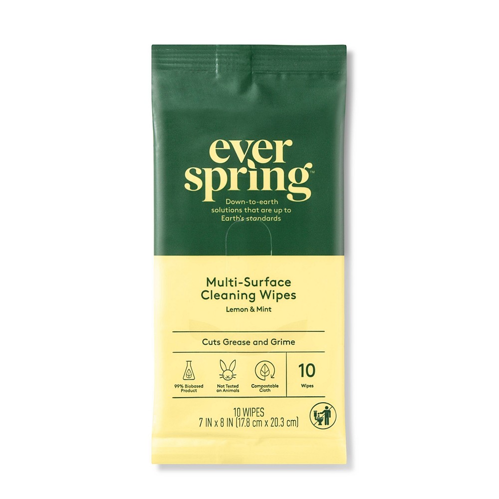 Lemon & Mint MultiSurface Cleaning Wipes 10ct Everspring