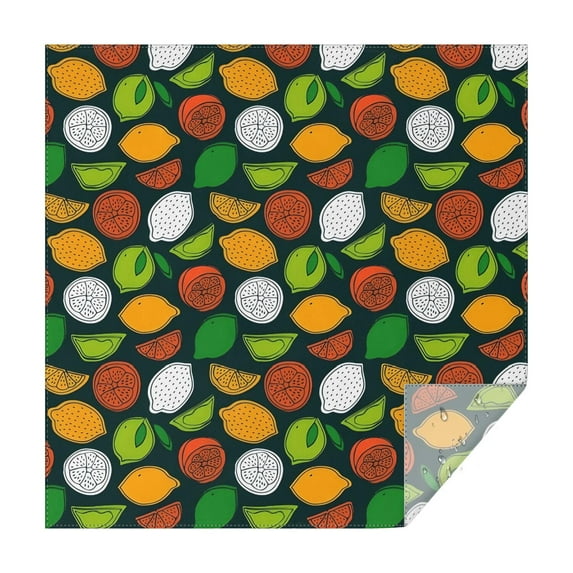 Lemon Mixed Citrus Fruits DarkGreen Pattern Square Tablecloth,Waterproof Square Table Cover,Wipeable Spillproof Washable Table Cover for Home Kitchen Party Decor 42"X42"(107x107cm)