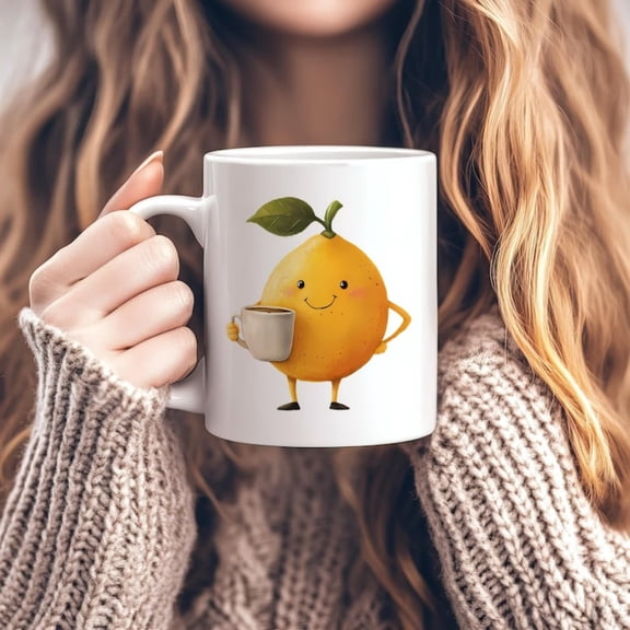 Lemon Mug with Coffee, Cute Lemon Gift, Citrus Lover Mug, Funny Fruioffee Cup, Yellow Kitchen Dr, Z Morning Mug, oz Lemon Cup.