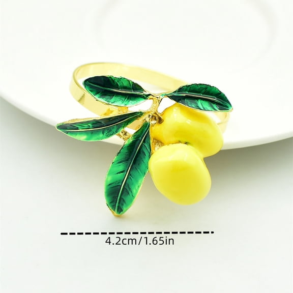 Lemon Napkin Rings Set of 6 Tropical Fruit Napkin Ring Holder for Holiday Family Gatherings Rustic Farmhouse Daily Table Setting,Coastal Beach Napkin Rings for Pool Party Beachy Wedding Decor