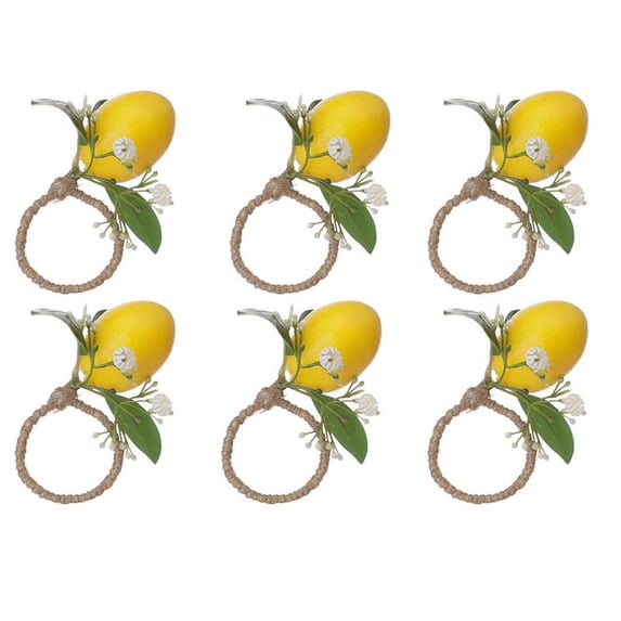 Lemon Napkin Rings Set Of 6 Lemon Vine Leaf Napkin Holders for Dining Table Decor Banquet Wedding Bi yellow plastic