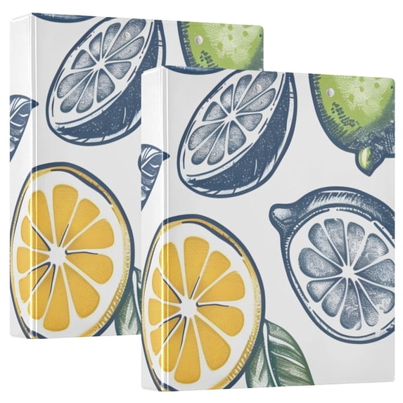 Lemon Or Leaves 3 Ring Binders 1.5 inch Hardcover File Folders with Interior Pockets A4 Size Organizer for School Office Hospital