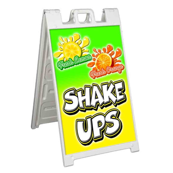 Lemon Orange Shake Ups (24" X 36") Standard A-Frame Signicade, Includes Decal Applied To Stand