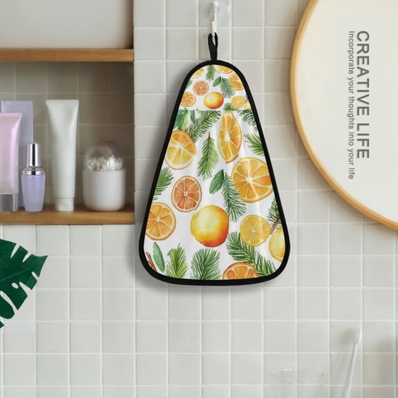 Lemon Orange Slices Hanging Kitchen Towel Machine Washable Hand Towel Bathroom Absorbent Towel Quick Dry Dishcloth