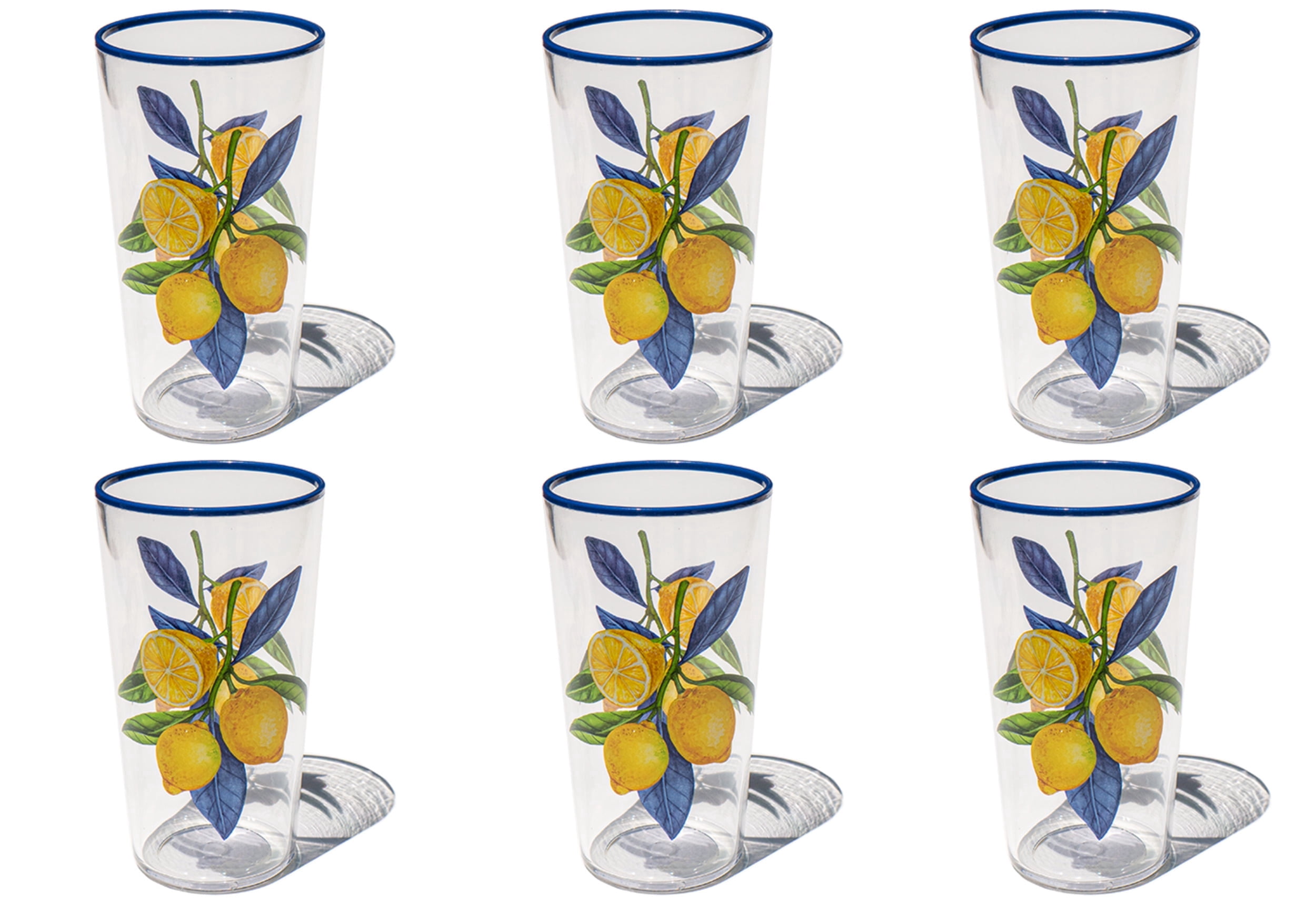 Lemon Orchard Acrylic Drinking Glass - Yellow - 21.6 oz - Set of 6