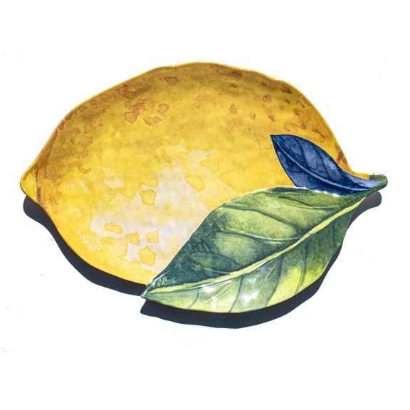 Lemon Orchard Melamine Lemon Shape Serving Platter - Yellow - 17.3"