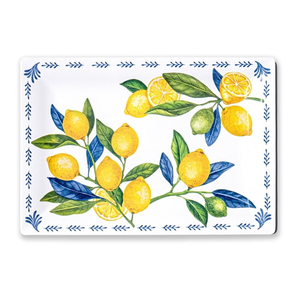 Lemon Orchard Melamine Rectangular Serving Tray - Yellow - 20" x 14"