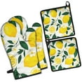 thumbnail image 1 of Lemon Pattern Kitchen Oven Mitt and Pot Holder Sets 4 Pcs for Baking, Cooking and Grilling, Heat Resistant Up To 392 °F, 1 of 7