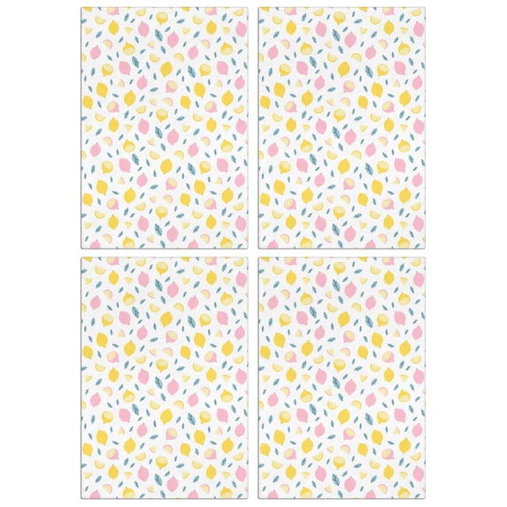 Lemon Pattern Kitchen Towels 4 Pack, 18x26 Inch Fruit Dish Towels, Absorbent Soft Cotton Tea Towels for Kitchen Decor and Bar Use