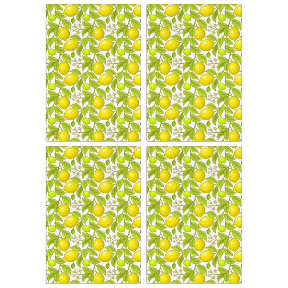 Lemon Pattern Kitchen Towels 4 Pack, 18x26 Inch Fruit Dish Towels, Absorbent Soft Cotton Tea Towels for Kitchen Decor and Bar Use