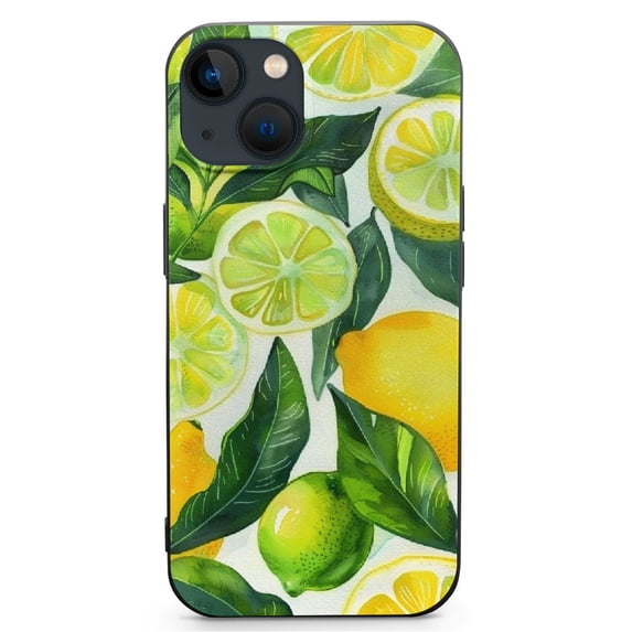 Lemon Pattern Phone Case Sliced Citrus Fruits Lime Lemon Case It's a high-quality PC plastic protective case Suitable for iPhone 13/iPhone 14 full range phone cases